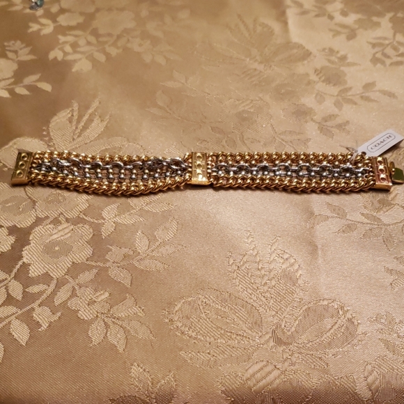 NWT Coach signature 2 tone chain bracelet - Picture 1 of 5